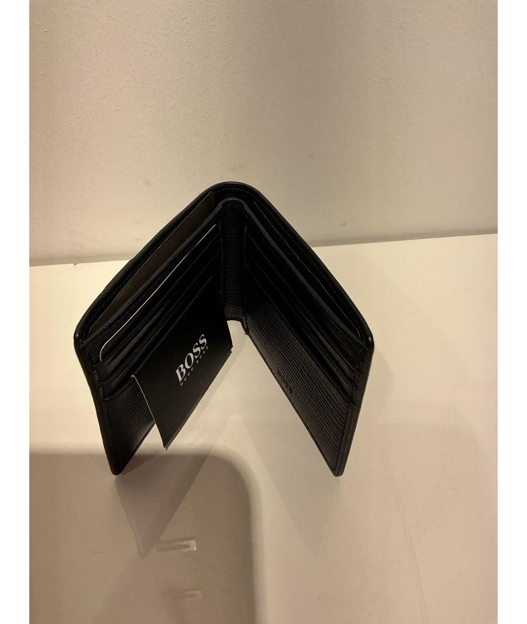 HUGO BOSS Черный кожаный кошелек, фото 3
