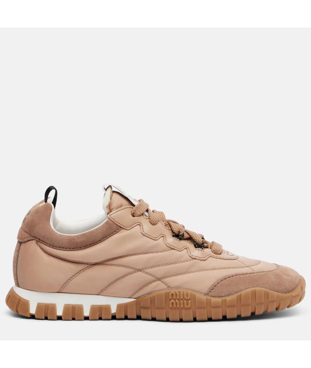MIU MIU Бежевые текстильные кроссовки, фото 5
