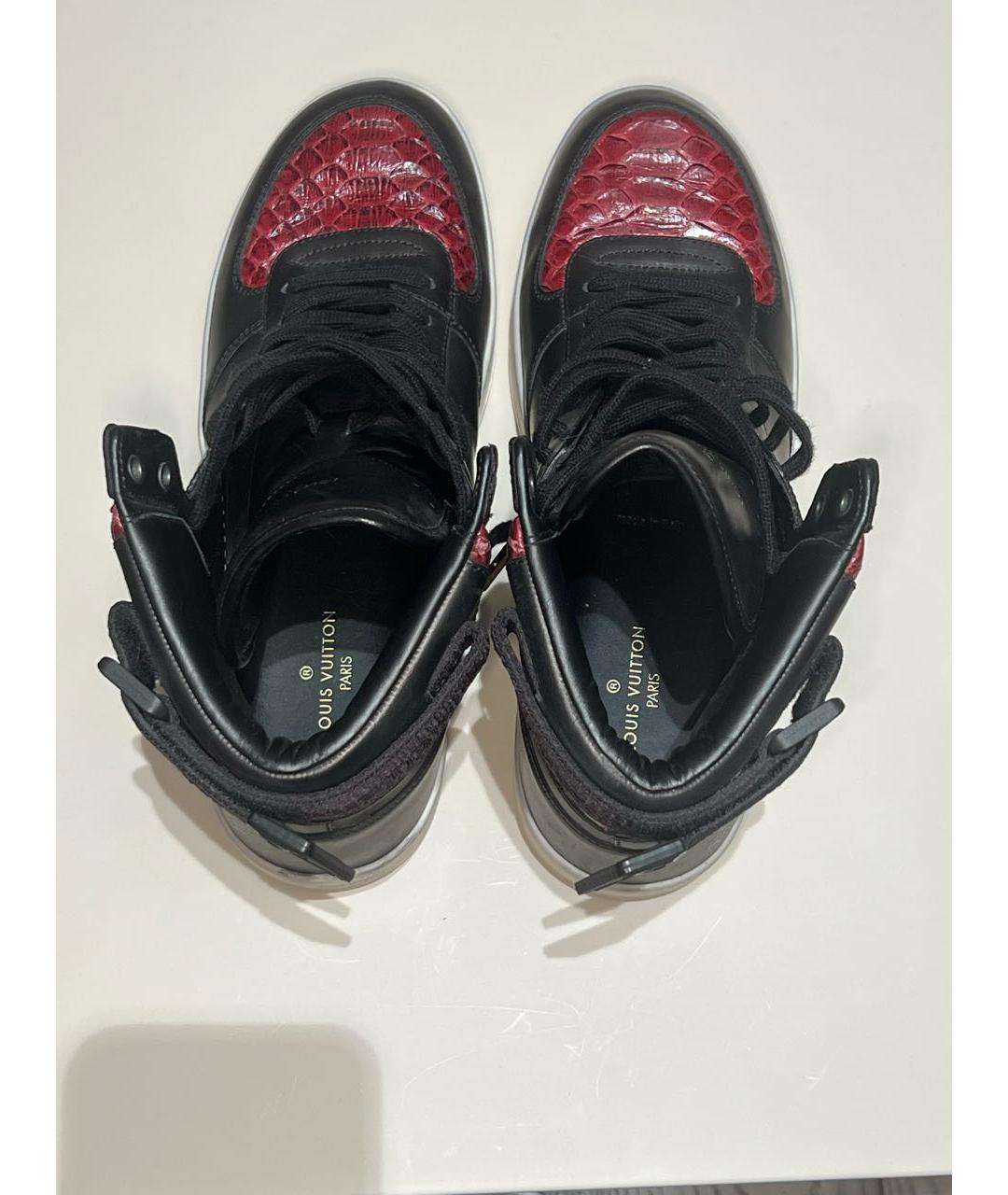 LOUIS VUITTON Черные кожаные высокие кроссовки / кеды, фото 3