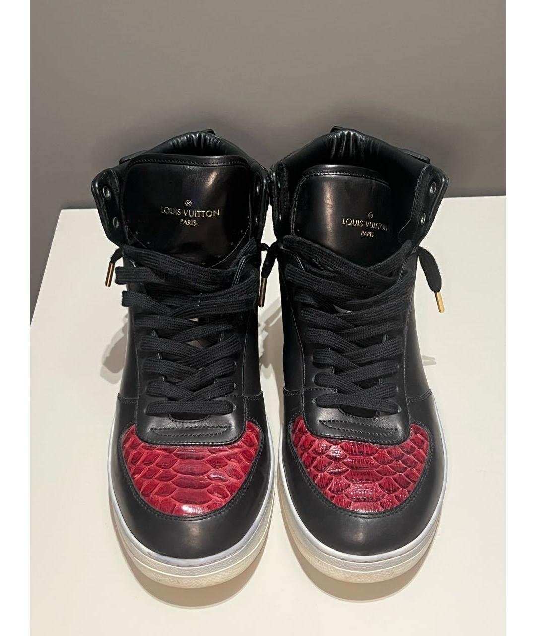 LOUIS VUITTON Черные кожаные высокие кроссовки / кеды, фото 2