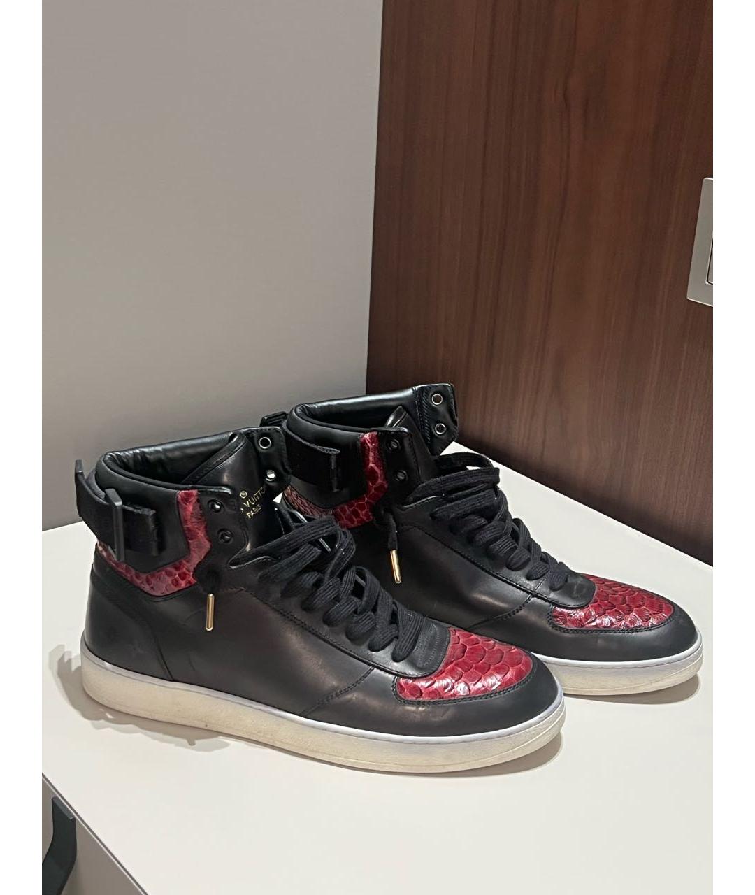 LOUIS VUITTON Черные кожаные высокие кроссовки / кеды, фото 5