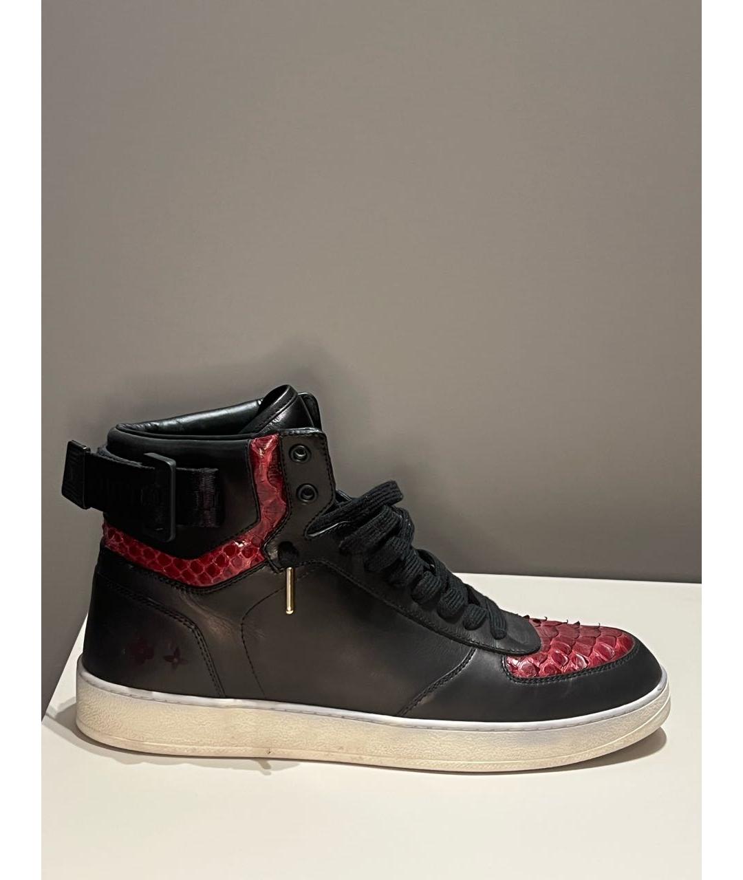 LOUIS VUITTON Черные кожаные высокие кроссовки / кеды, фото 6