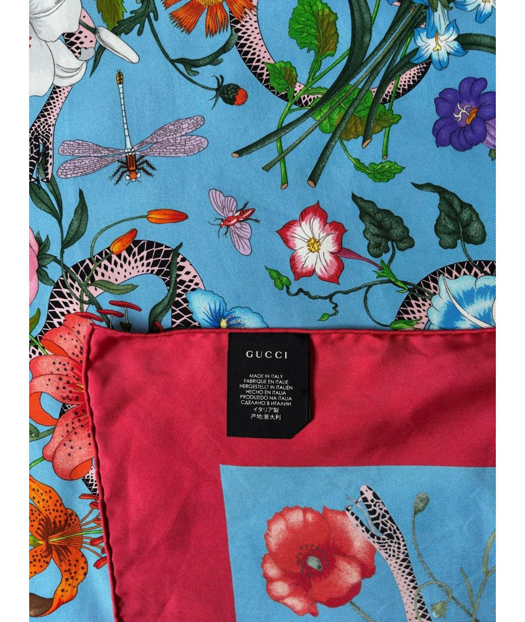 GUCCI Голубой шелковый платок, фото 4
