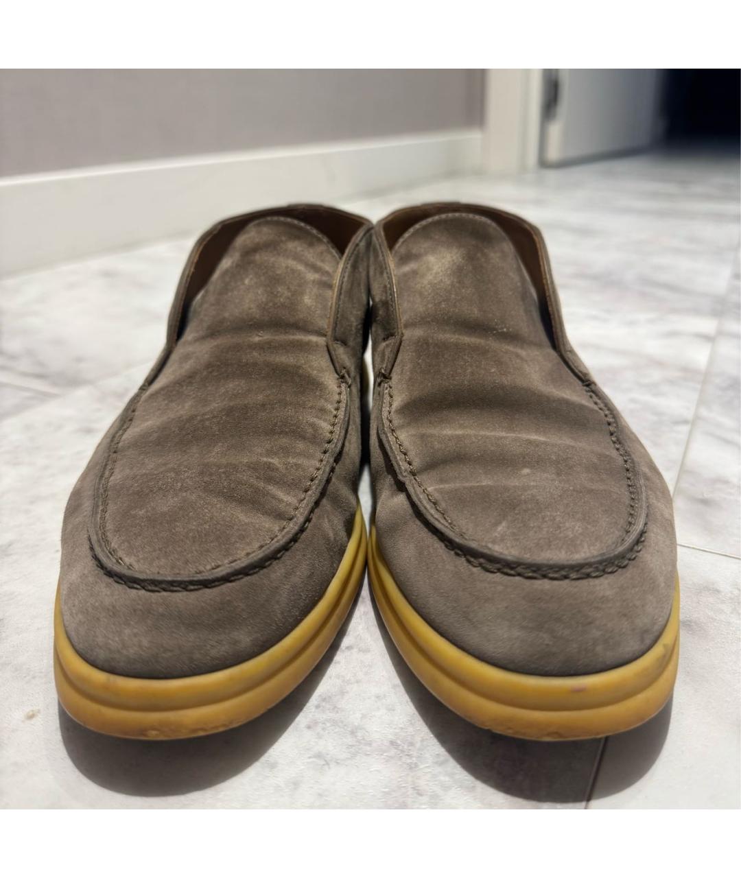 LORO PIANA Коричневые замшевые лоферы, фото 2