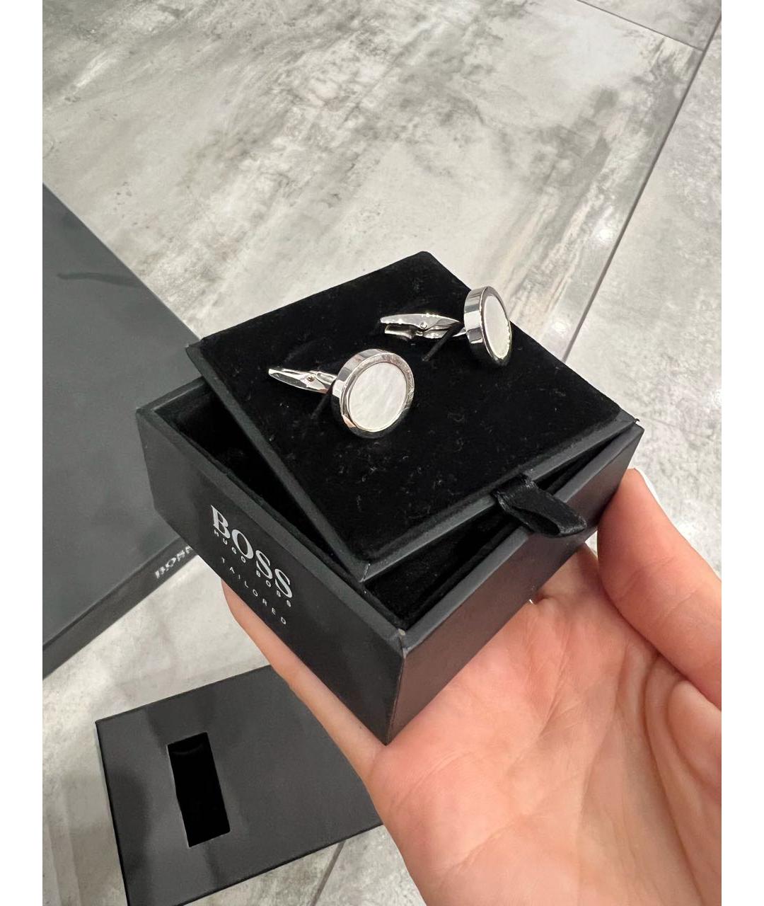 HUGO BOSS Белые керамические запонки, фото 2