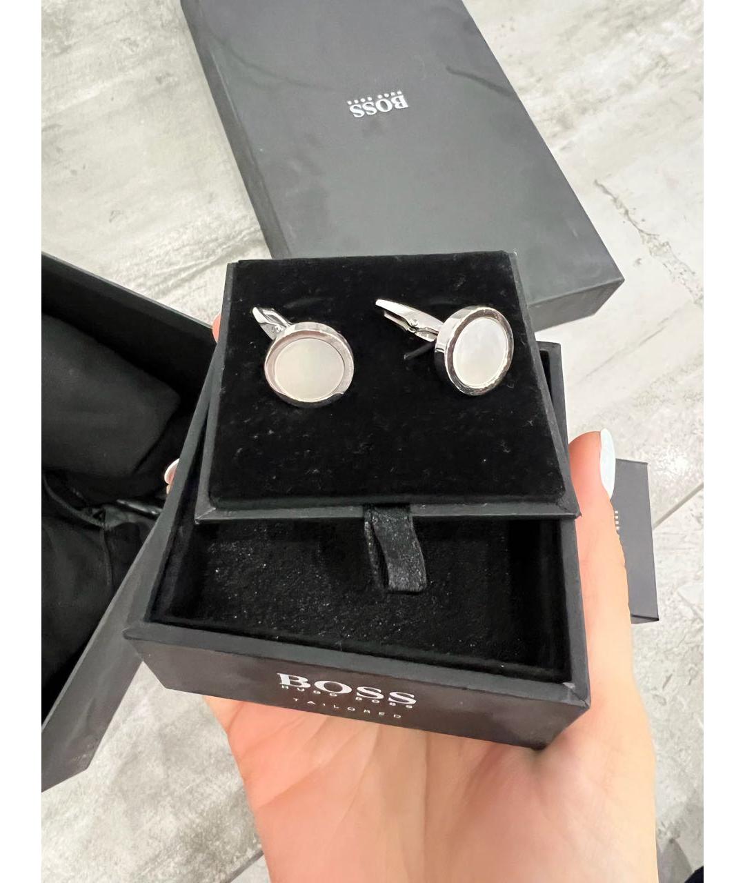 HUGO BOSS Белые керамические запонки, фото 3