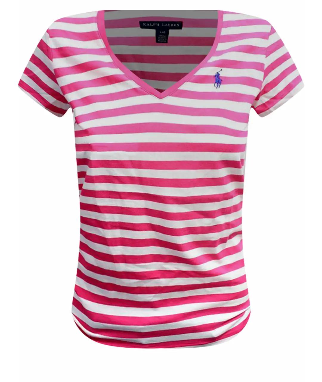 RALPH LAUREN Розовая хлопковая футболка, фото 8