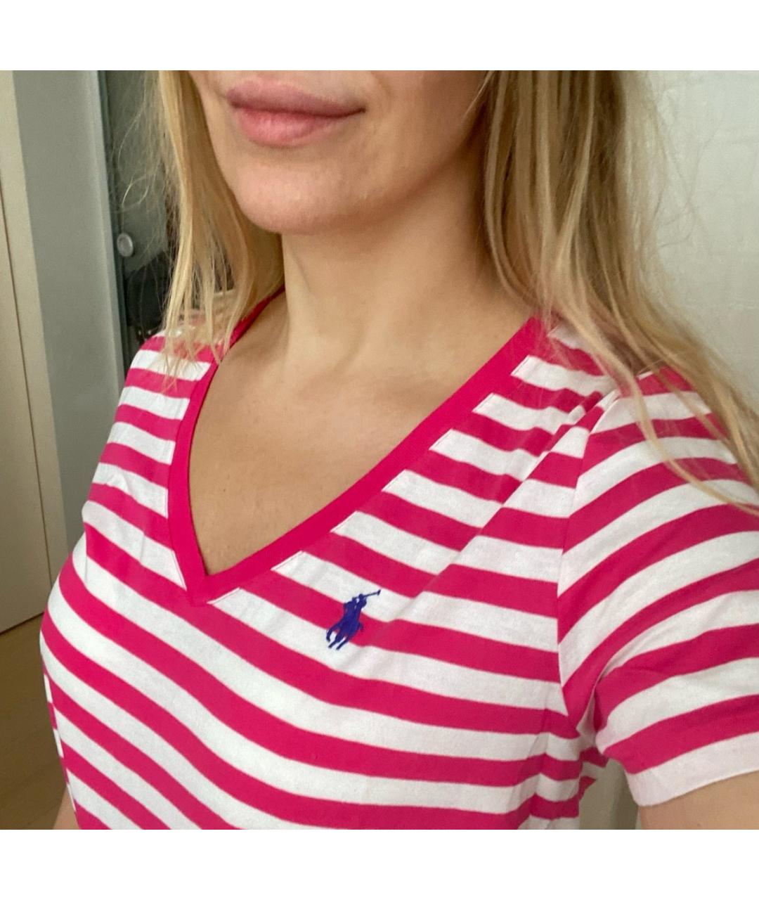 RALPH LAUREN Розовая хлопковая футболка, фото 3