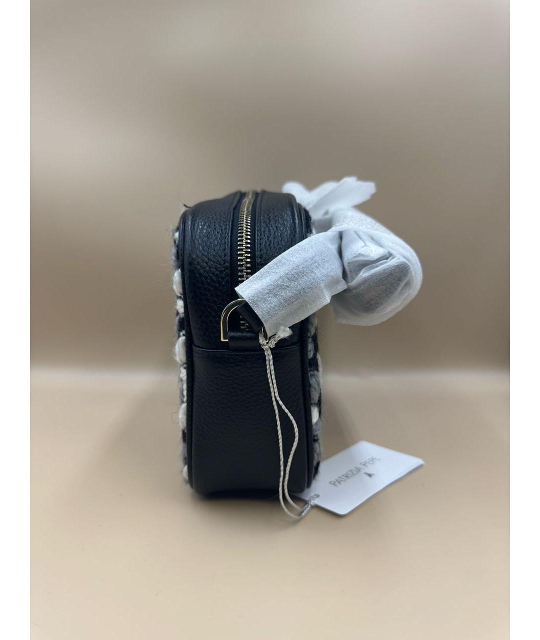 PATRIZIA PEPE Черная кожаная сумка через плечо, фото 3