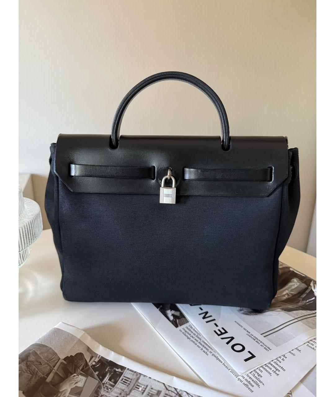 HERMES Черная тканевая сумка через плечо, фото 3