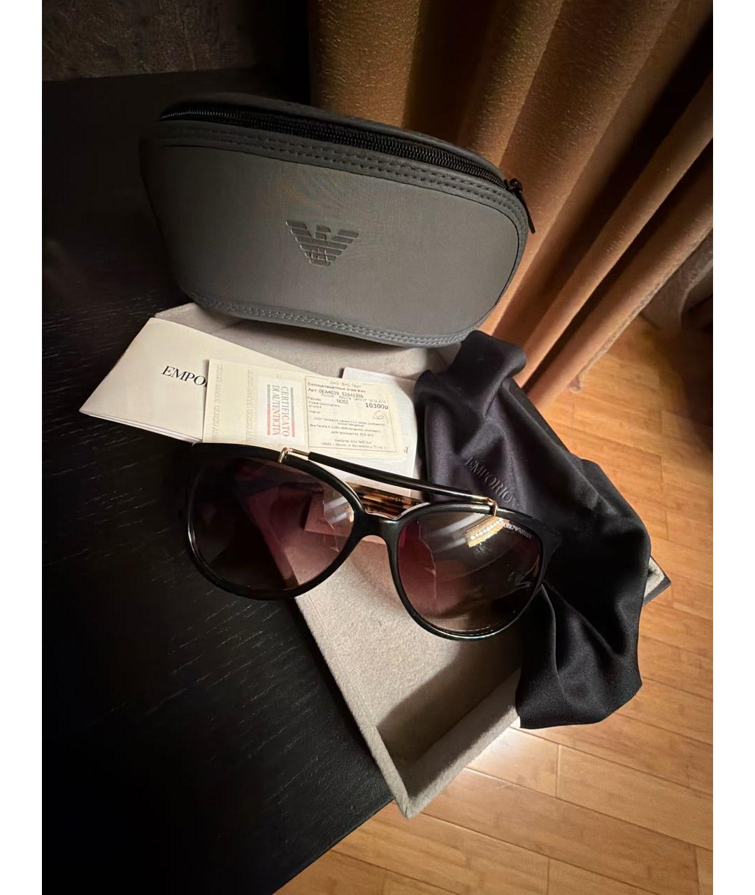 EMPORIO ARMANI Коричневые пластиковые солнцезащитные очки, фото 5