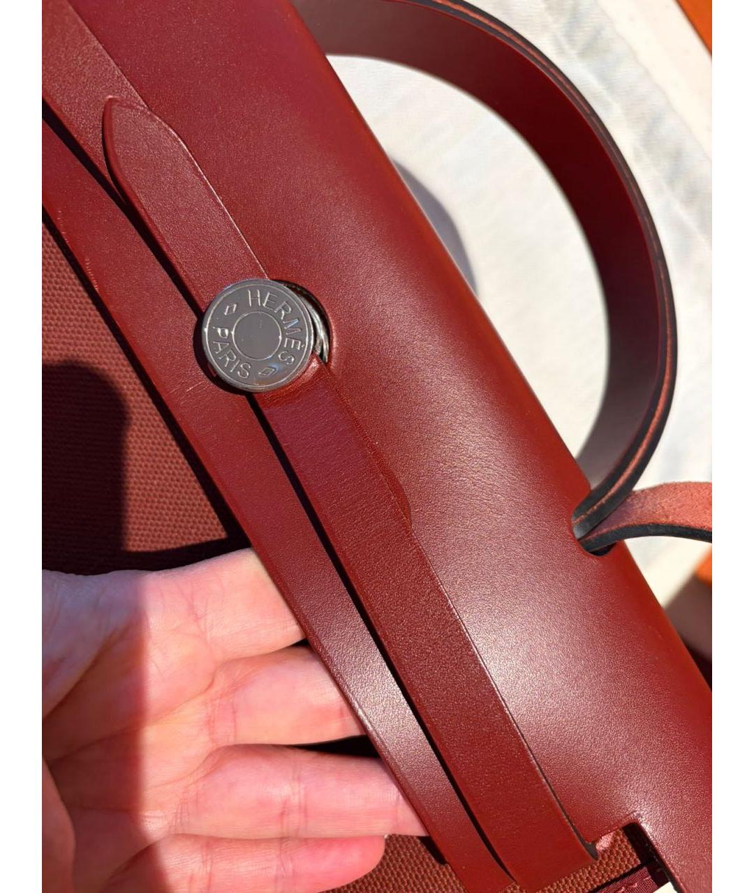 HERMES Бордовая тканевая сумка через плечо, фото 6