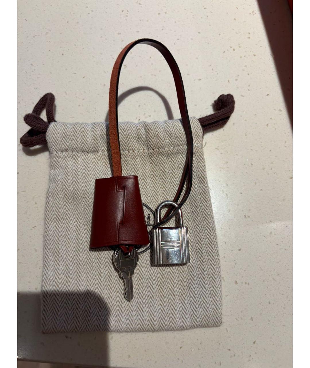 HERMES Бордовая тканевая сумка через плечо, фото 5