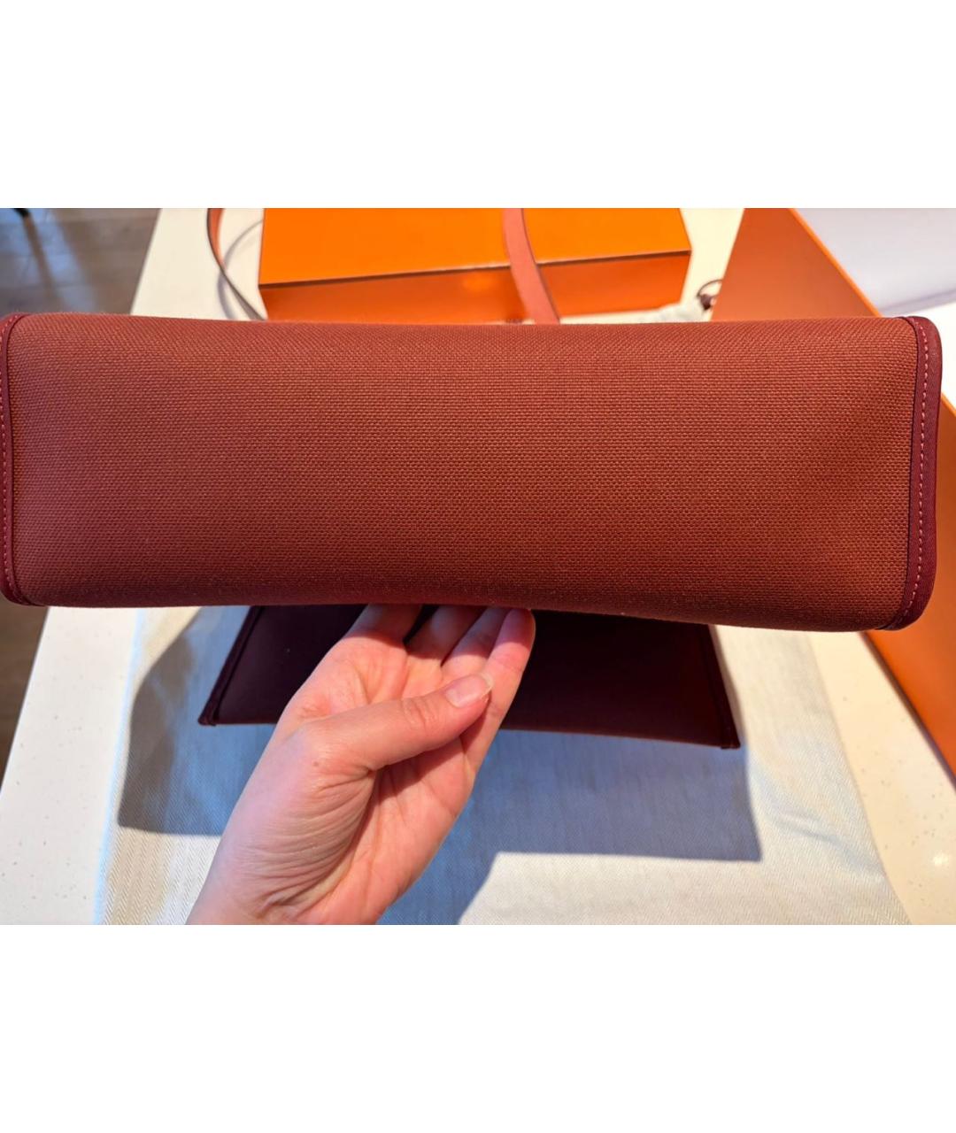 HERMES Бордовая тканевая сумка через плечо, фото 7