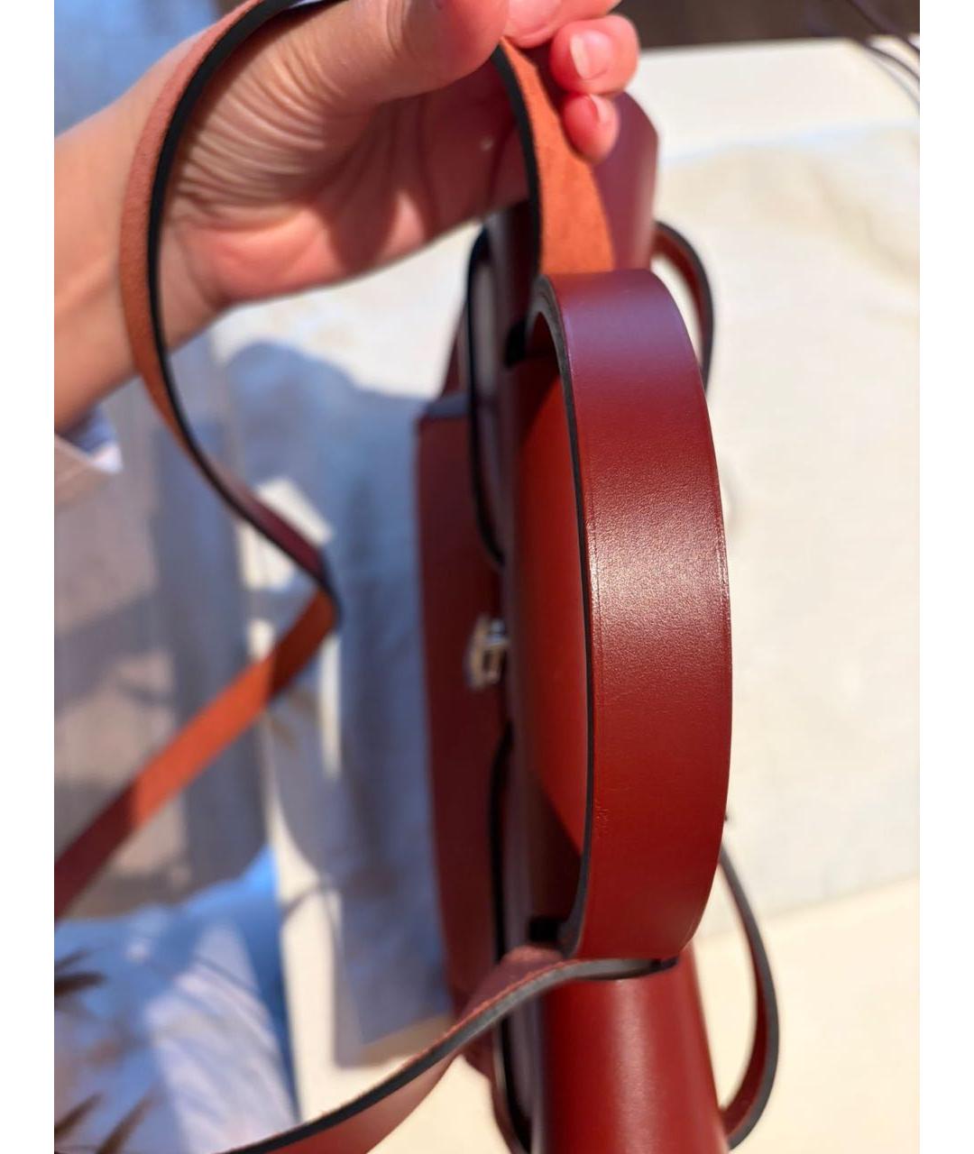 HERMES Бордовая тканевая сумка через плечо, фото 4