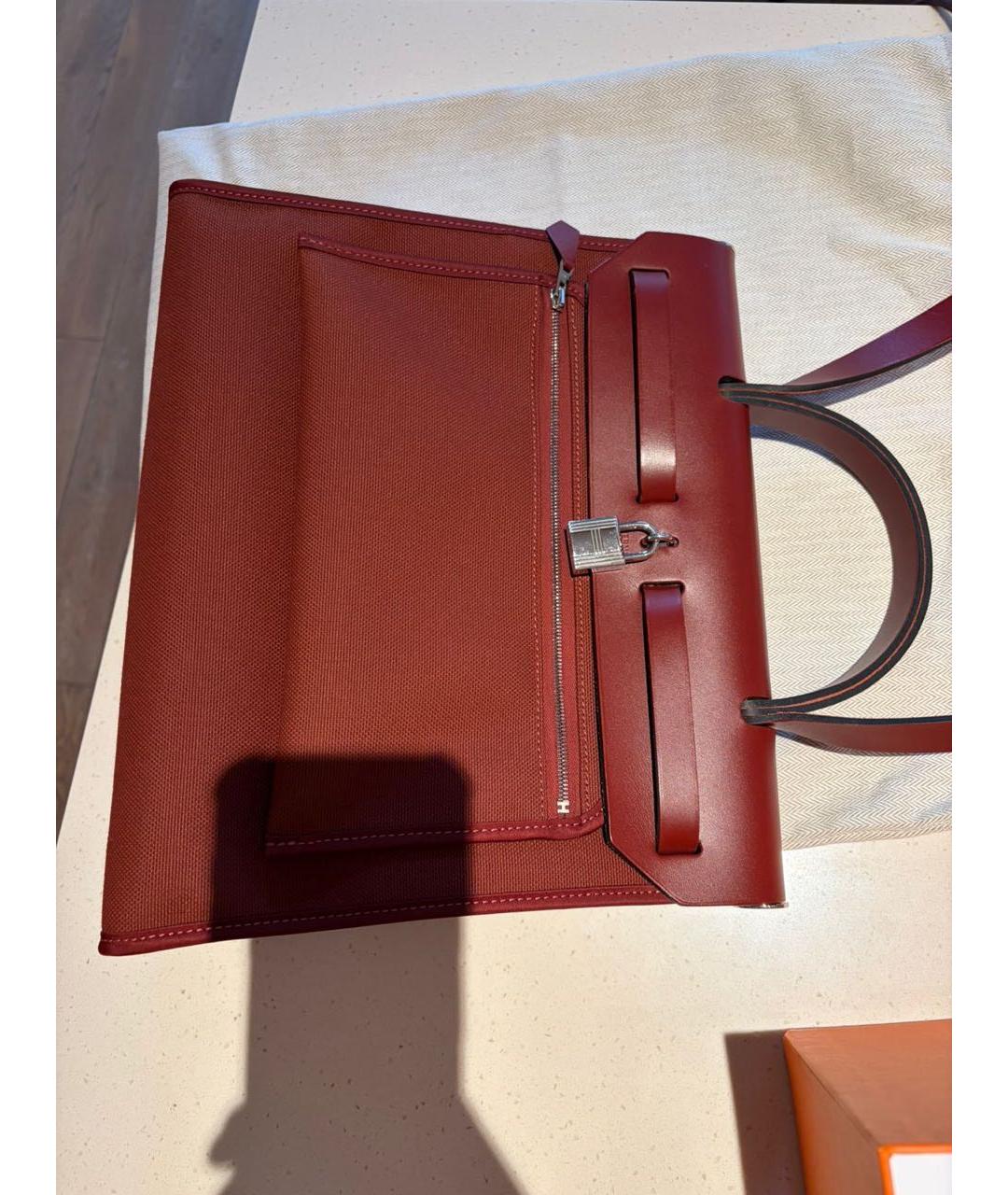 HERMES Бордовая тканевая сумка через плечо, фото 3