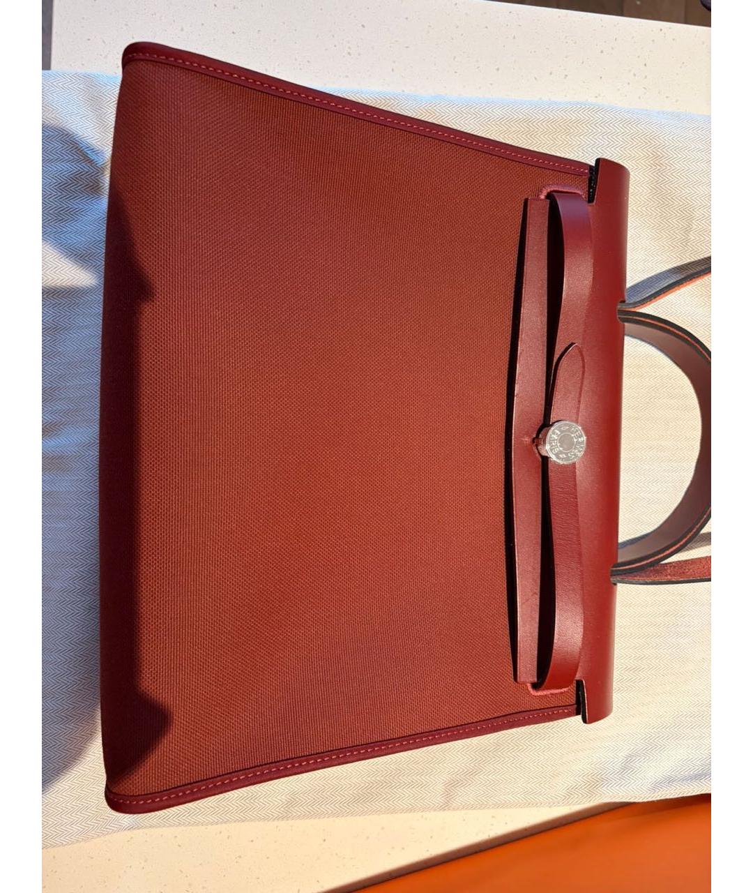 HERMES Бордовая тканевая сумка через плечо, фото 8