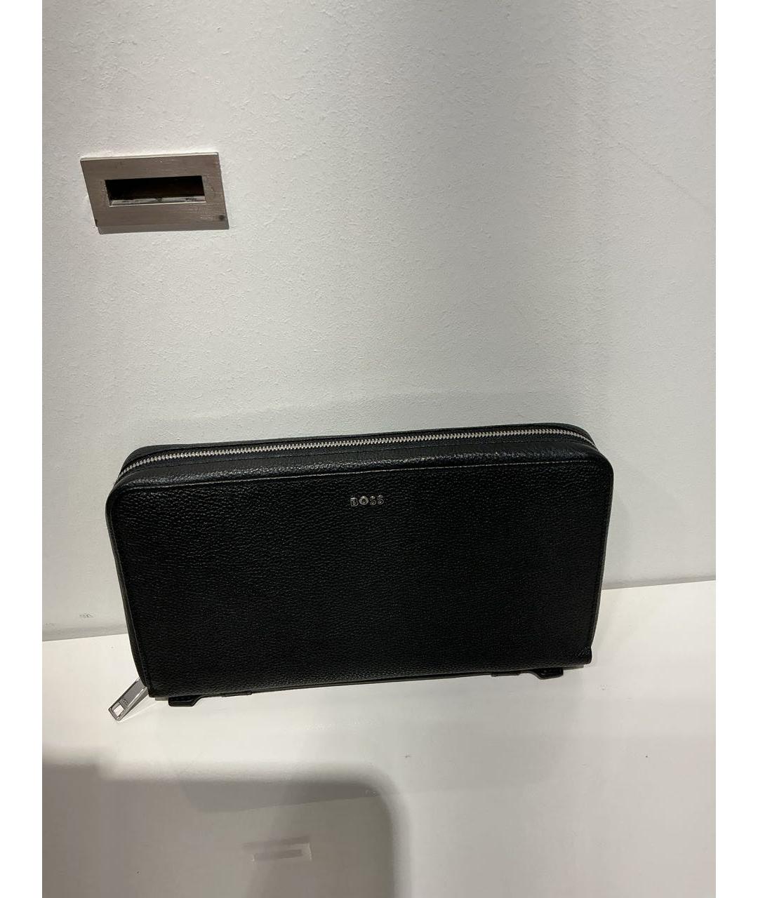 HUGO BOSS Черный кожаный кошелек, фото 2