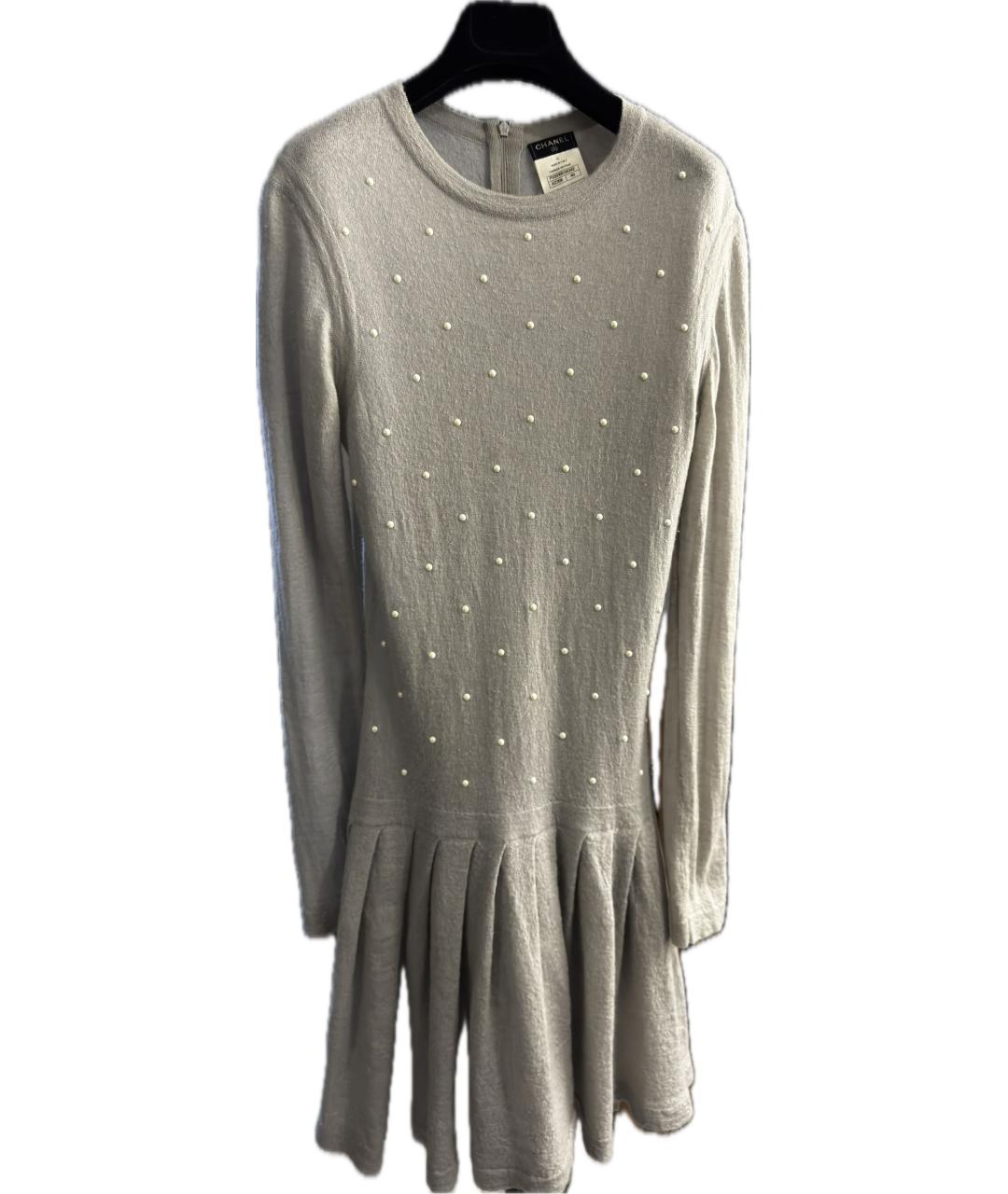 CHANEL Серое кашемировое повседневное платье, фото 2