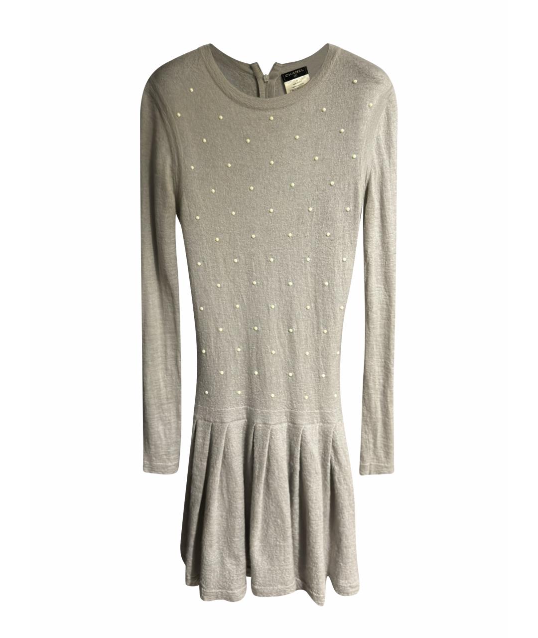 CHANEL Серое кашемировое повседневное платье, фото 9