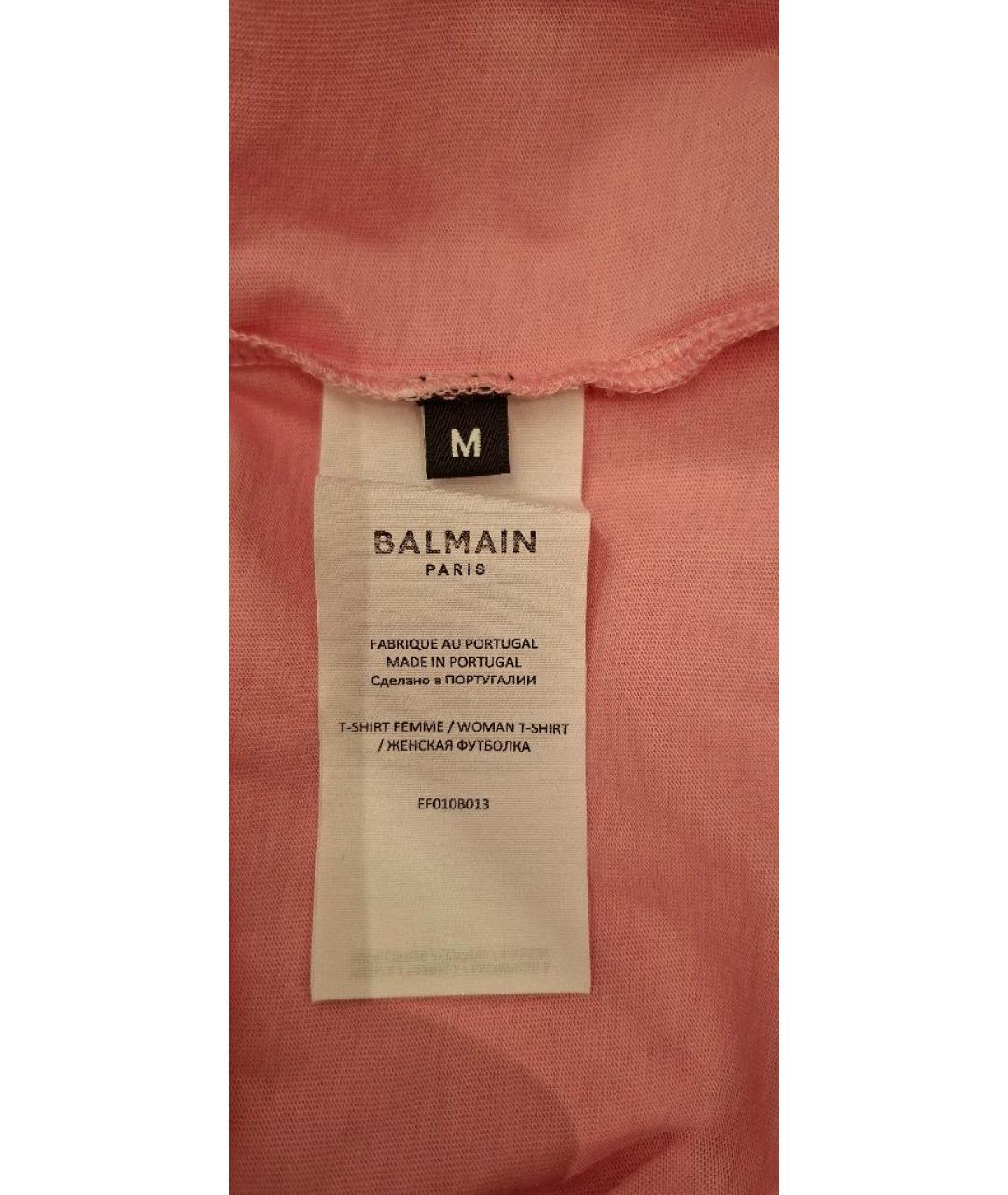 BALMAIN Розовая хлопковая футболка, фото 5