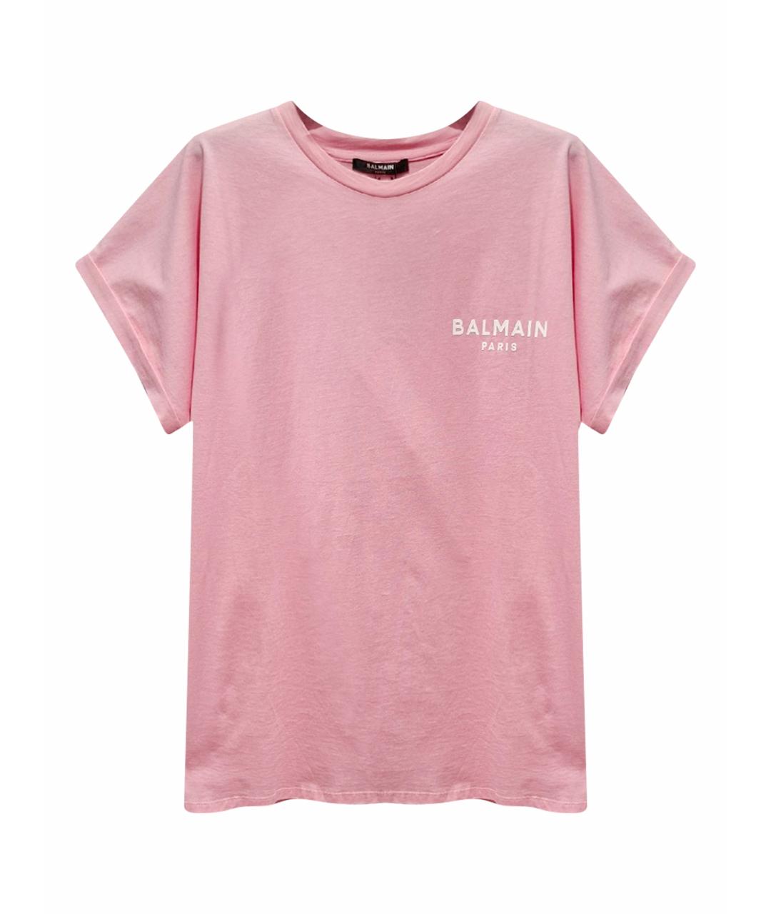 BALMAIN Розовая хлопковая футболка, фото 1