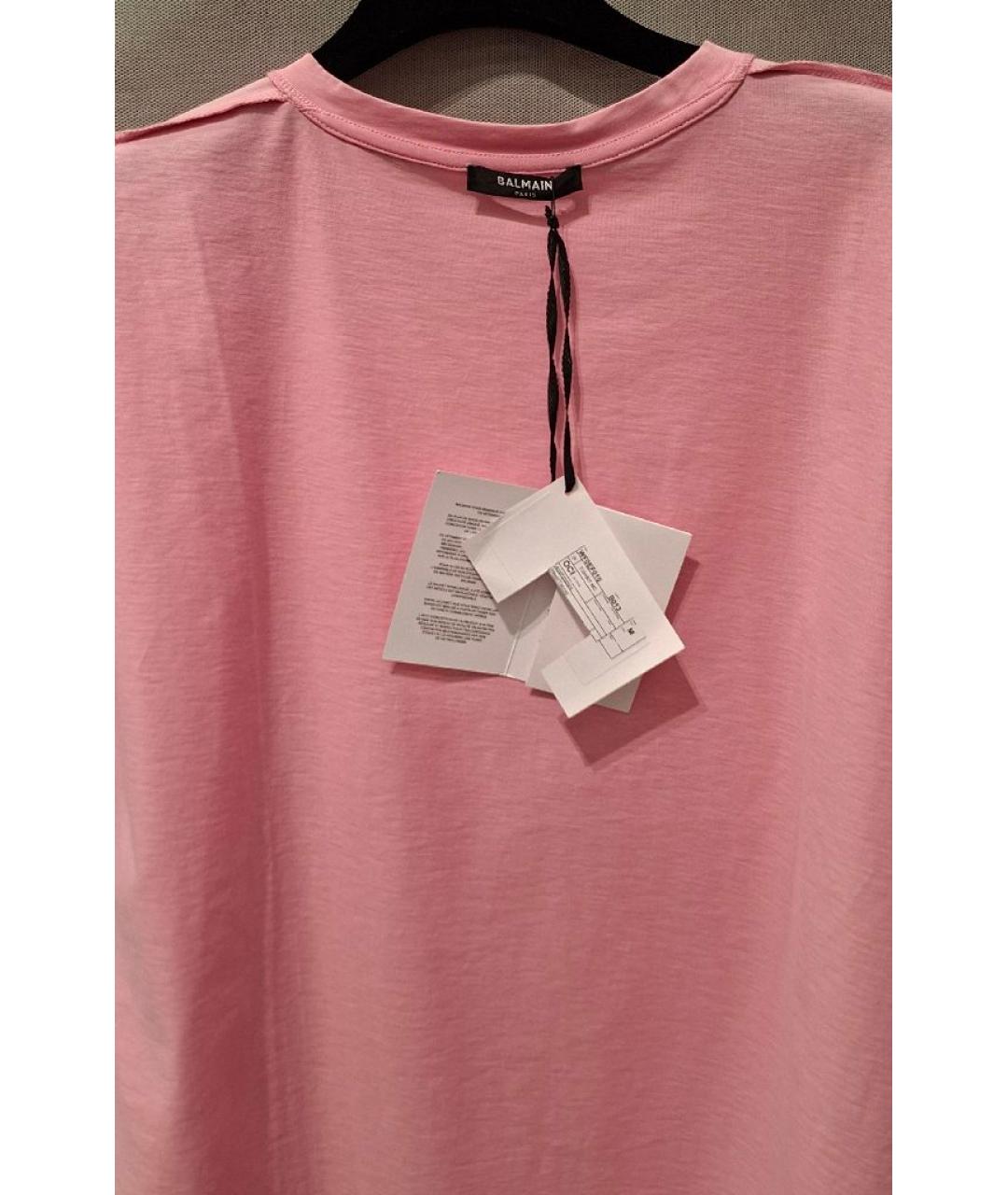 BALMAIN Розовая хлопковая футболка, фото 3