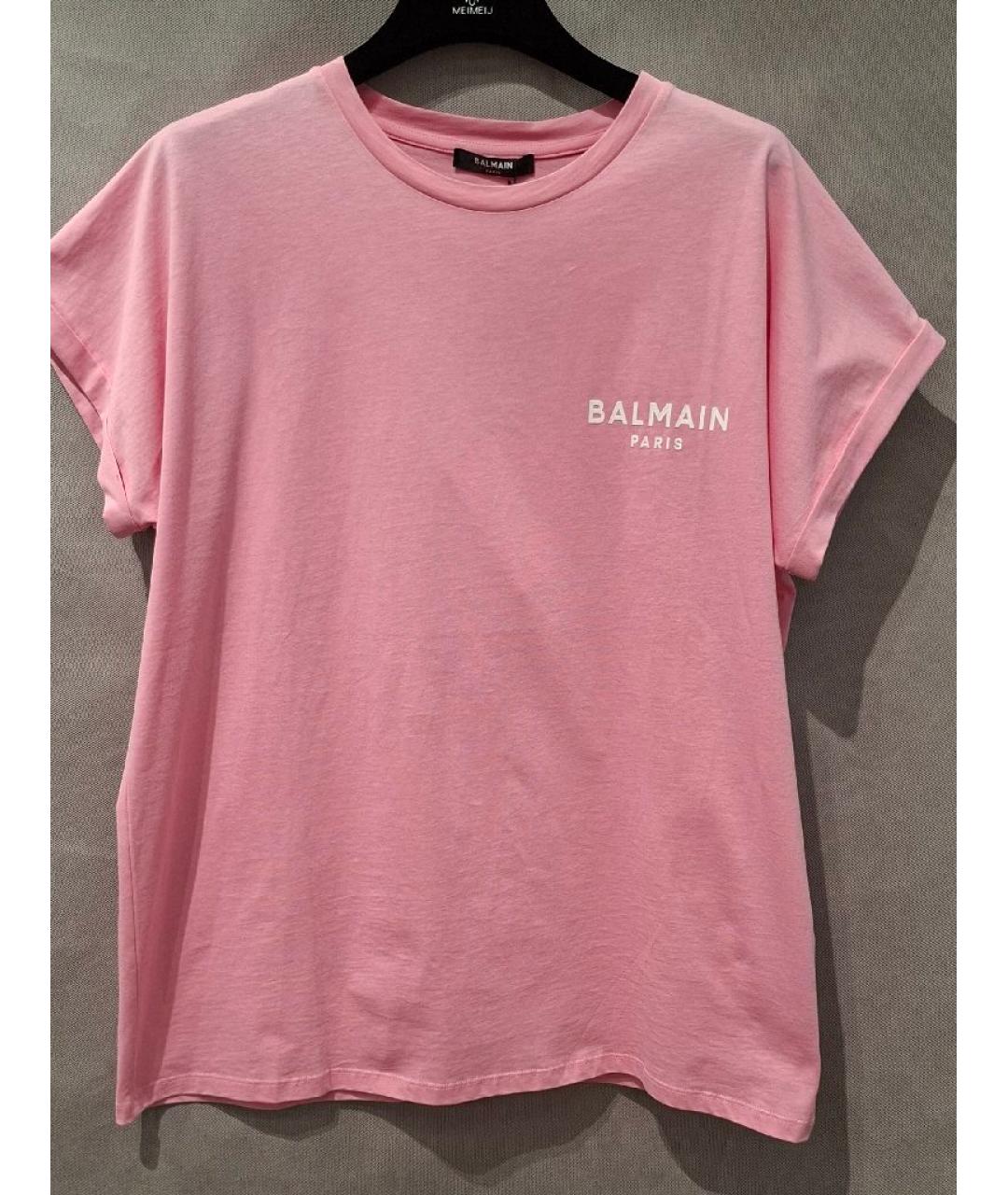 BALMAIN Розовая хлопковая футболка, фото 8
