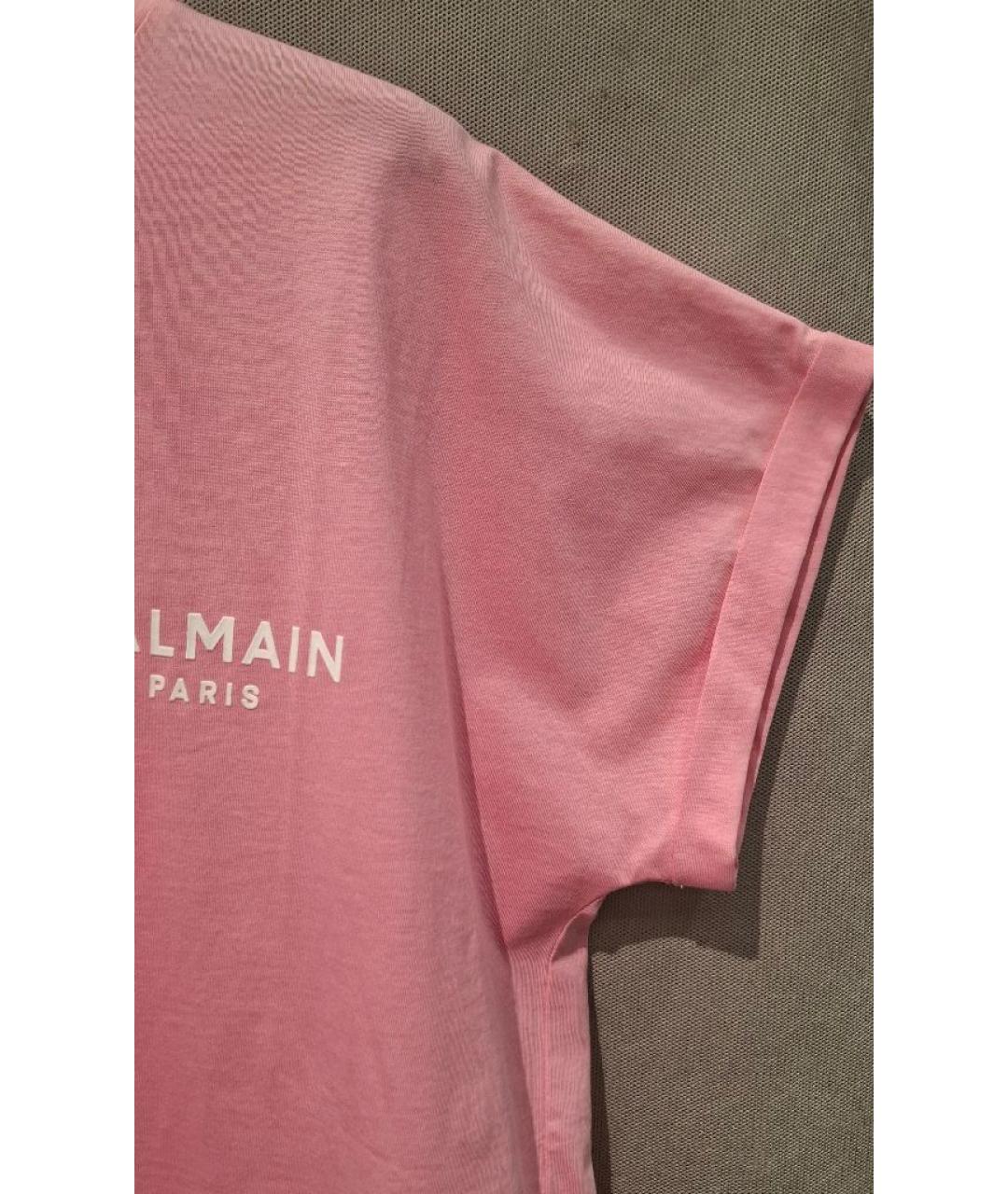 BALMAIN Розовая хлопковая футболка, фото 4