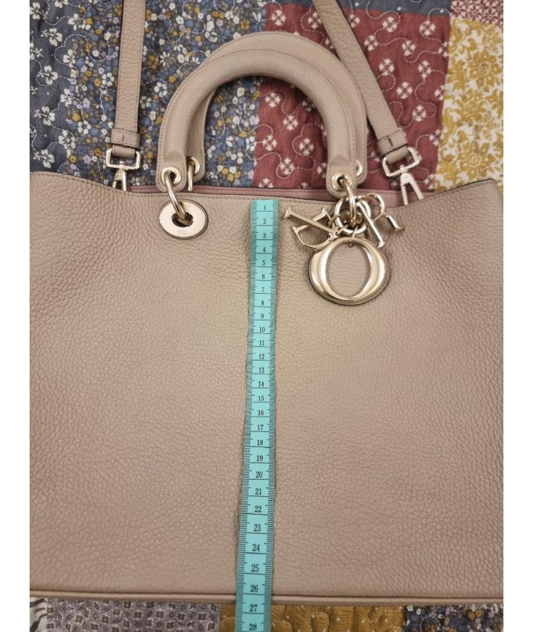 CHRISTIAN DIOR Бежевая кожаная сумка тоут, фото 3