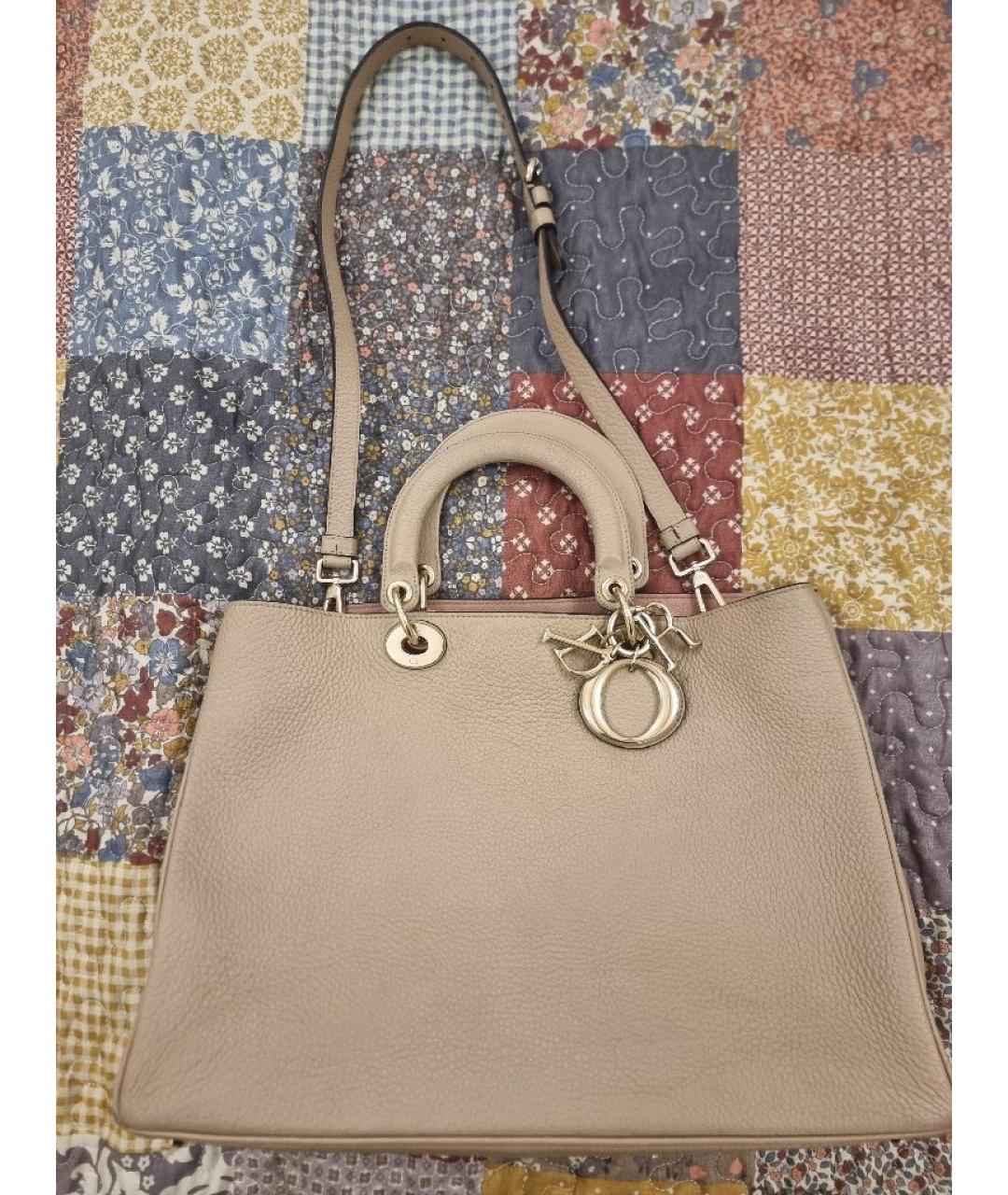 CHRISTIAN DIOR Бежевая кожаная сумка тоут, фото 10