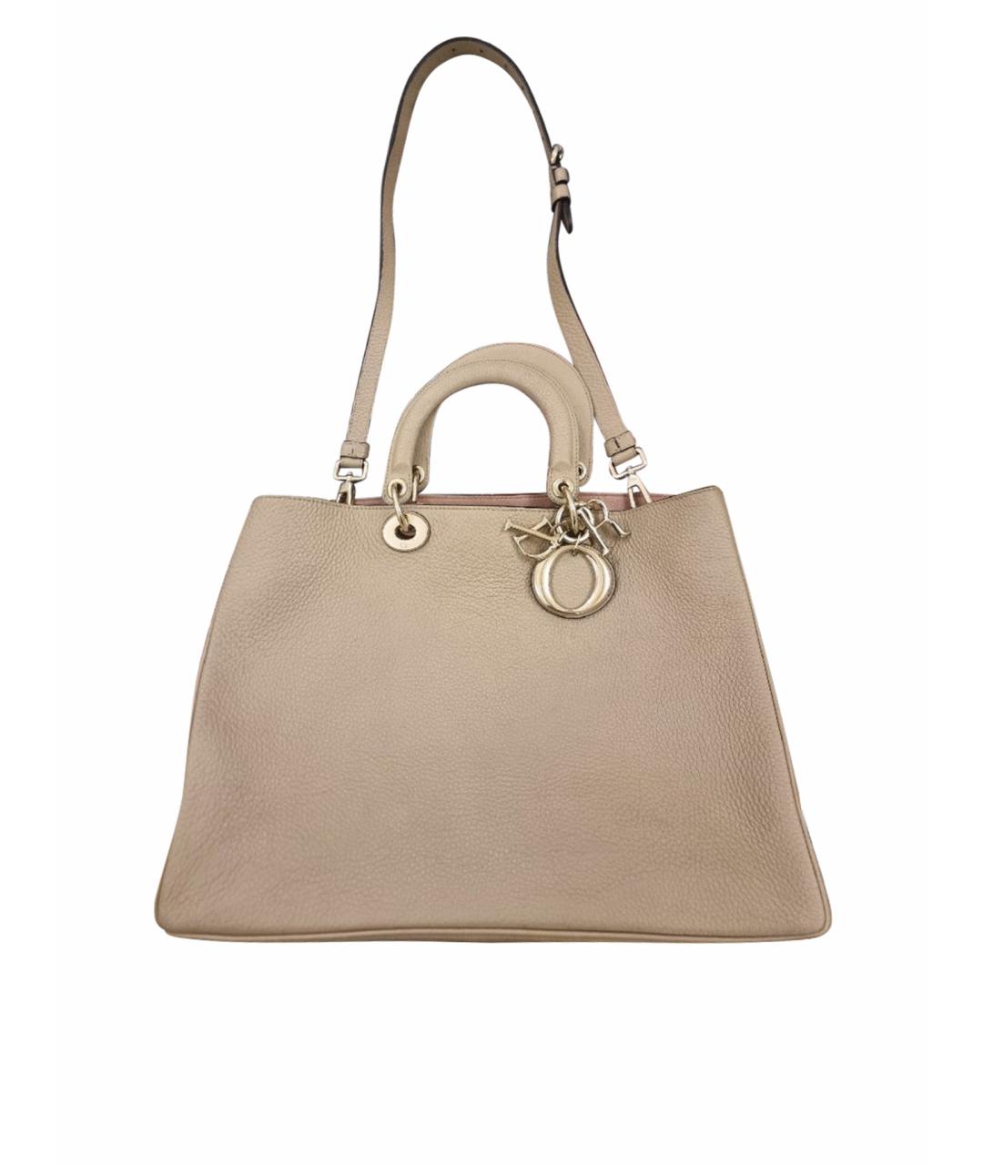 CHRISTIAN DIOR Бежевая кожаная сумка тоут, фото 1