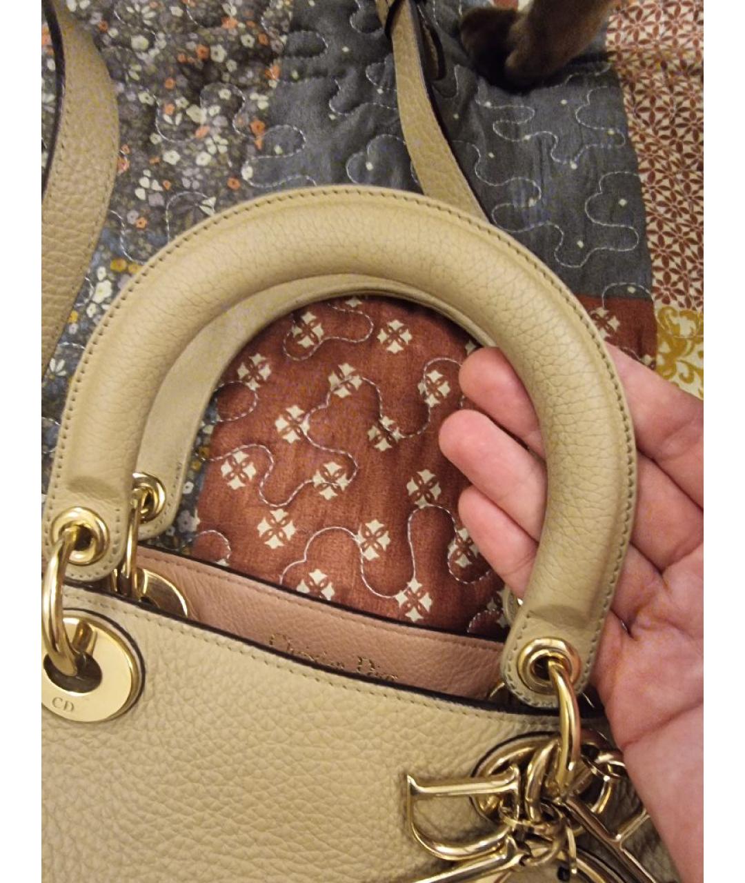 CHRISTIAN DIOR Бежевая кожаная сумка тоут, фото 4