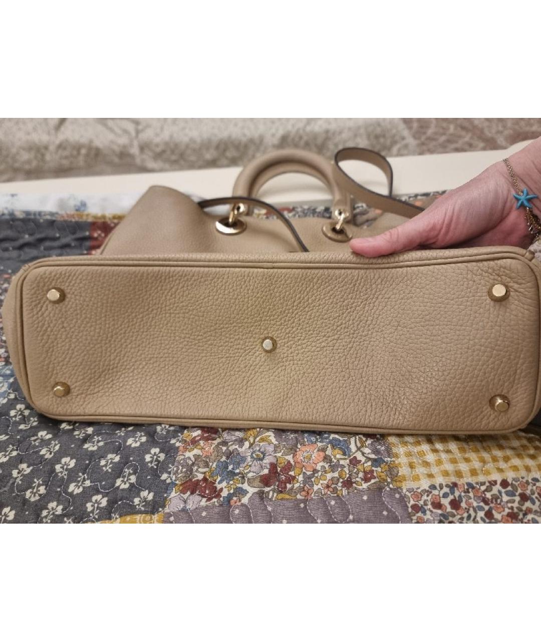 CHRISTIAN DIOR Бежевая кожаная сумка тоут, фото 7
