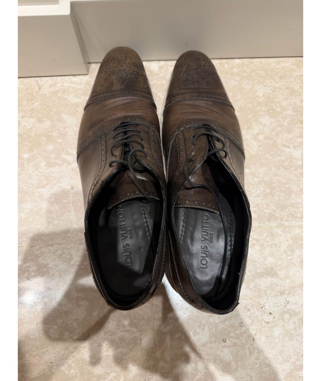 LOUIS VUITTON Коричневые кожаные туфли, фото 3