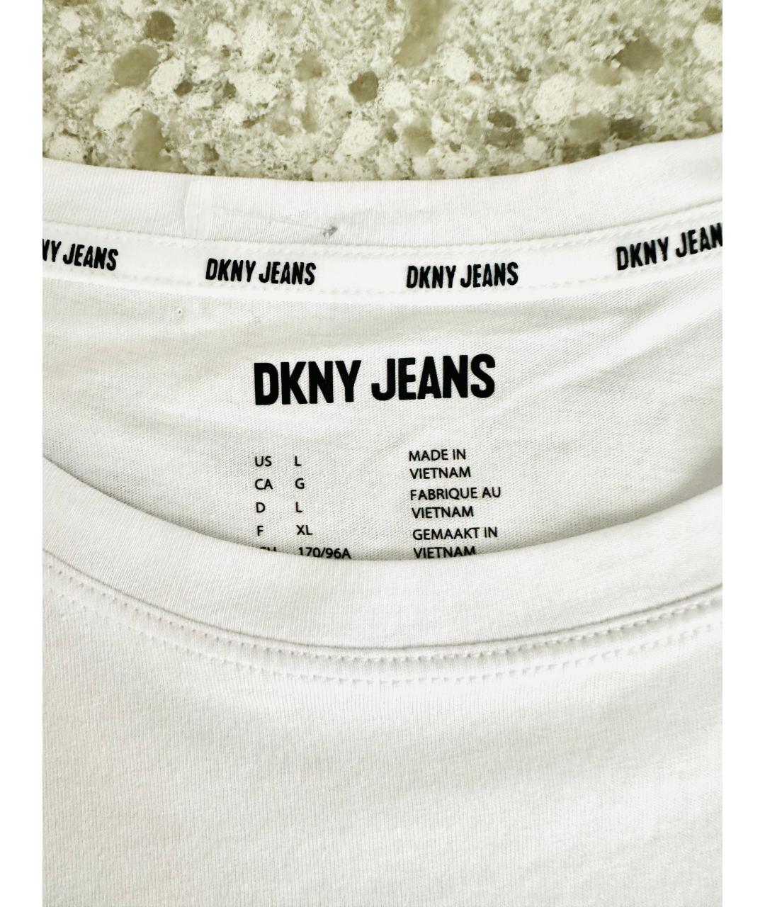 DKNY Белая хлопковая футболка, фото 4