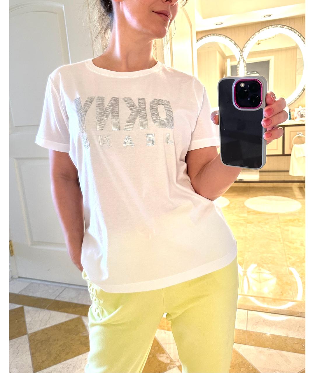 DKNY Белая хлопковая футболка, фото 2