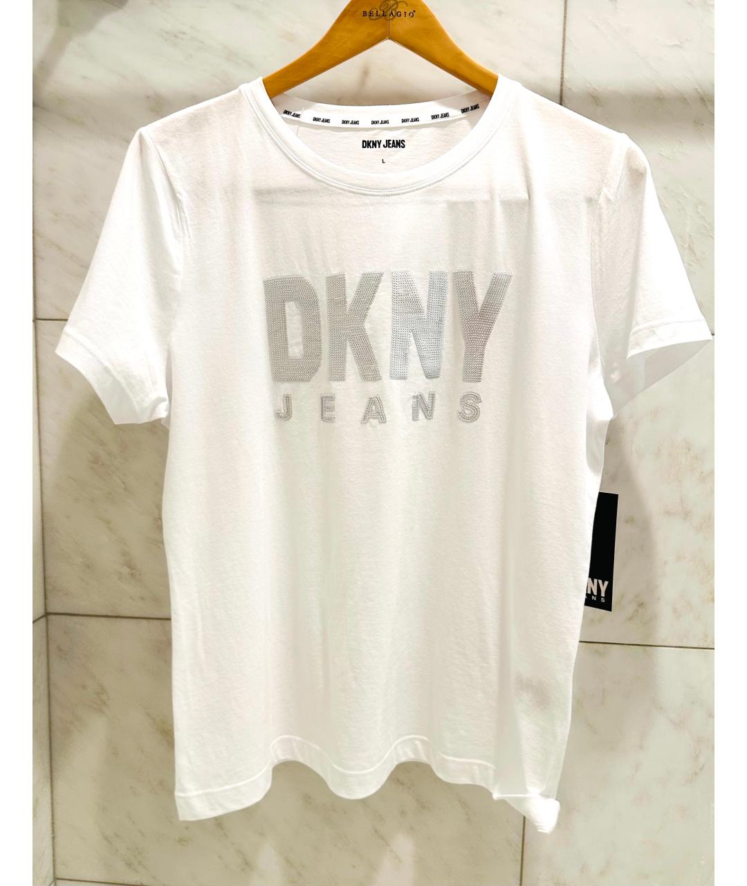 DKNY Белая хлопковая футболка, фото 6