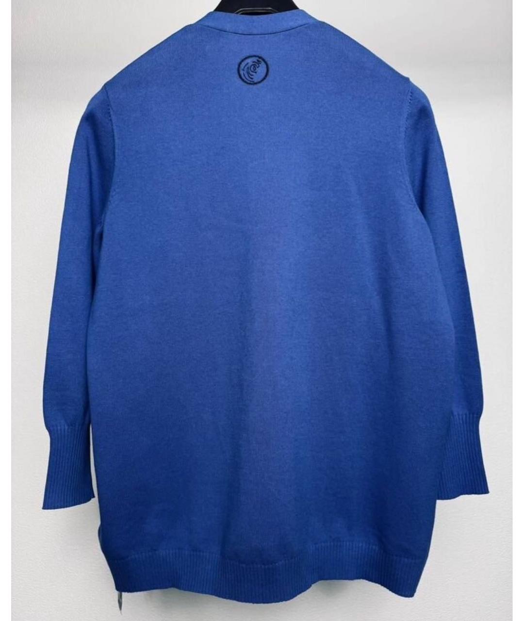 MAX MARA Синий хлопко-эластановый кардиган, фото 2