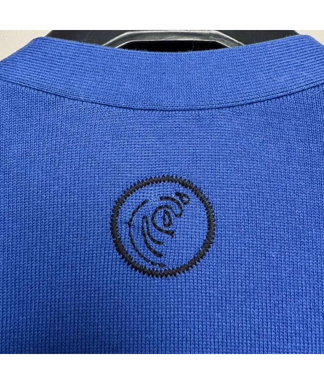 MAX MARA Синий хлопко-эластановый кардиган, фото 3