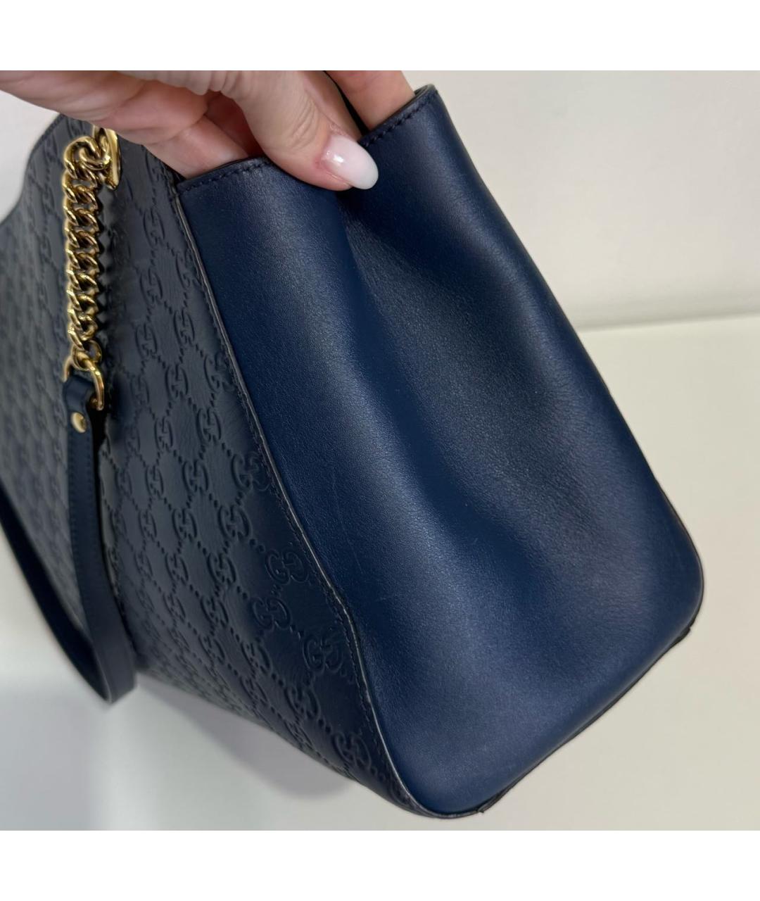 GUCCI Темно-синяя кожаная сумка через плечо, фото 4