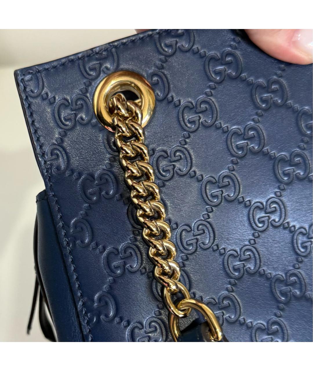 GUCCI Темно-синяя кожаная сумка через плечо, фото 5