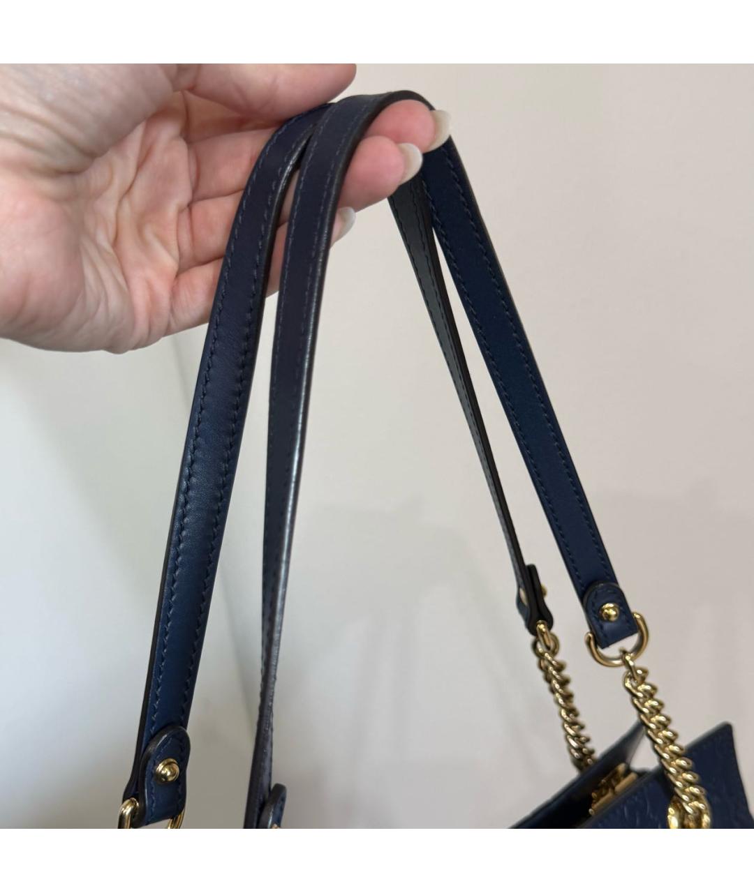 GUCCI Темно-синяя кожаная сумка через плечо, фото 7