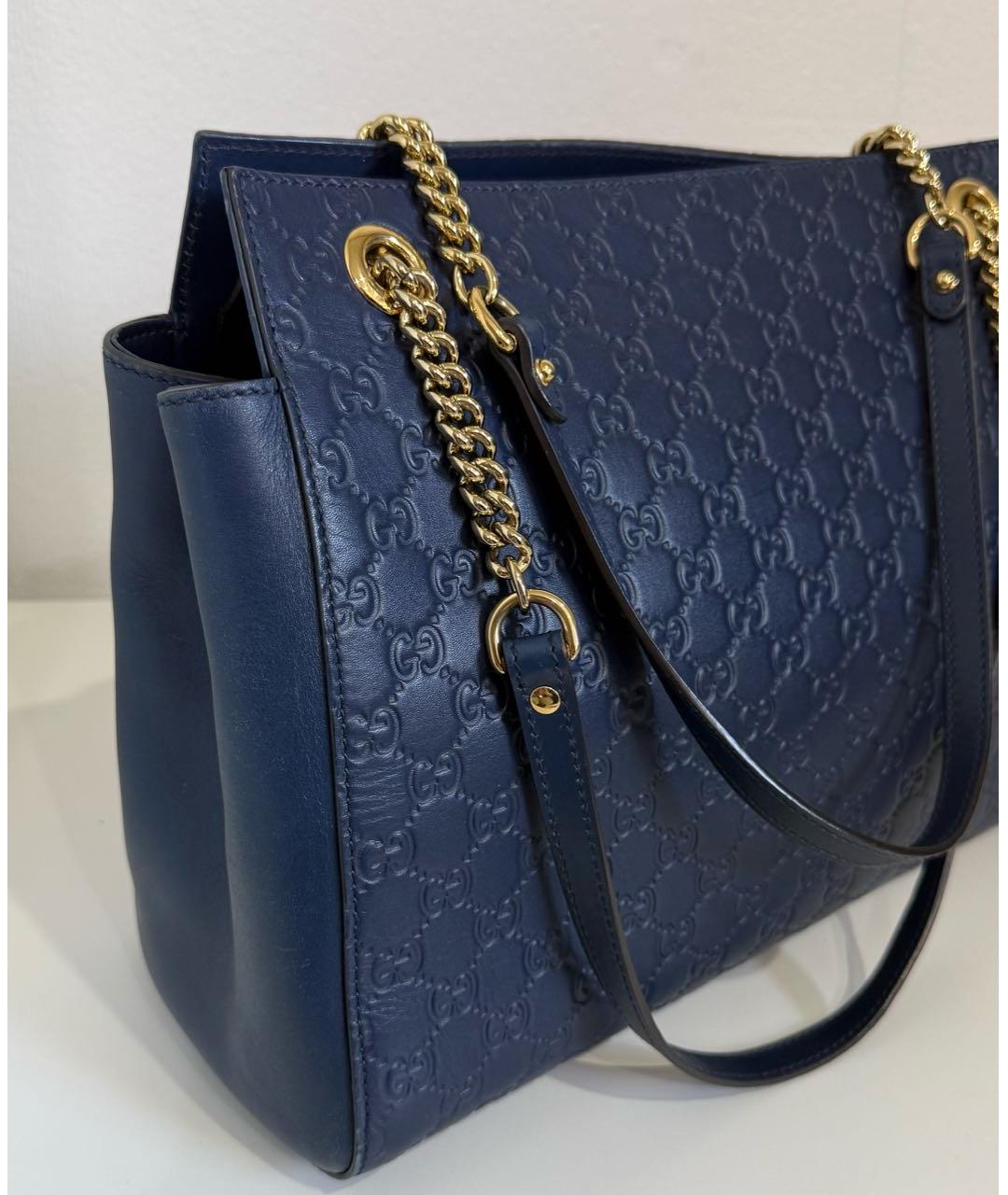 GUCCI Темно-синяя кожаная сумка через плечо, фото 3