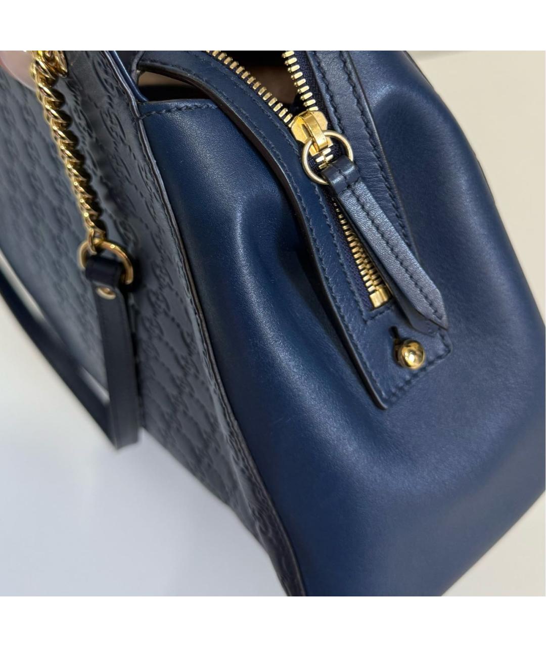 GUCCI Темно-синяя кожаная сумка через плечо, фото 6
