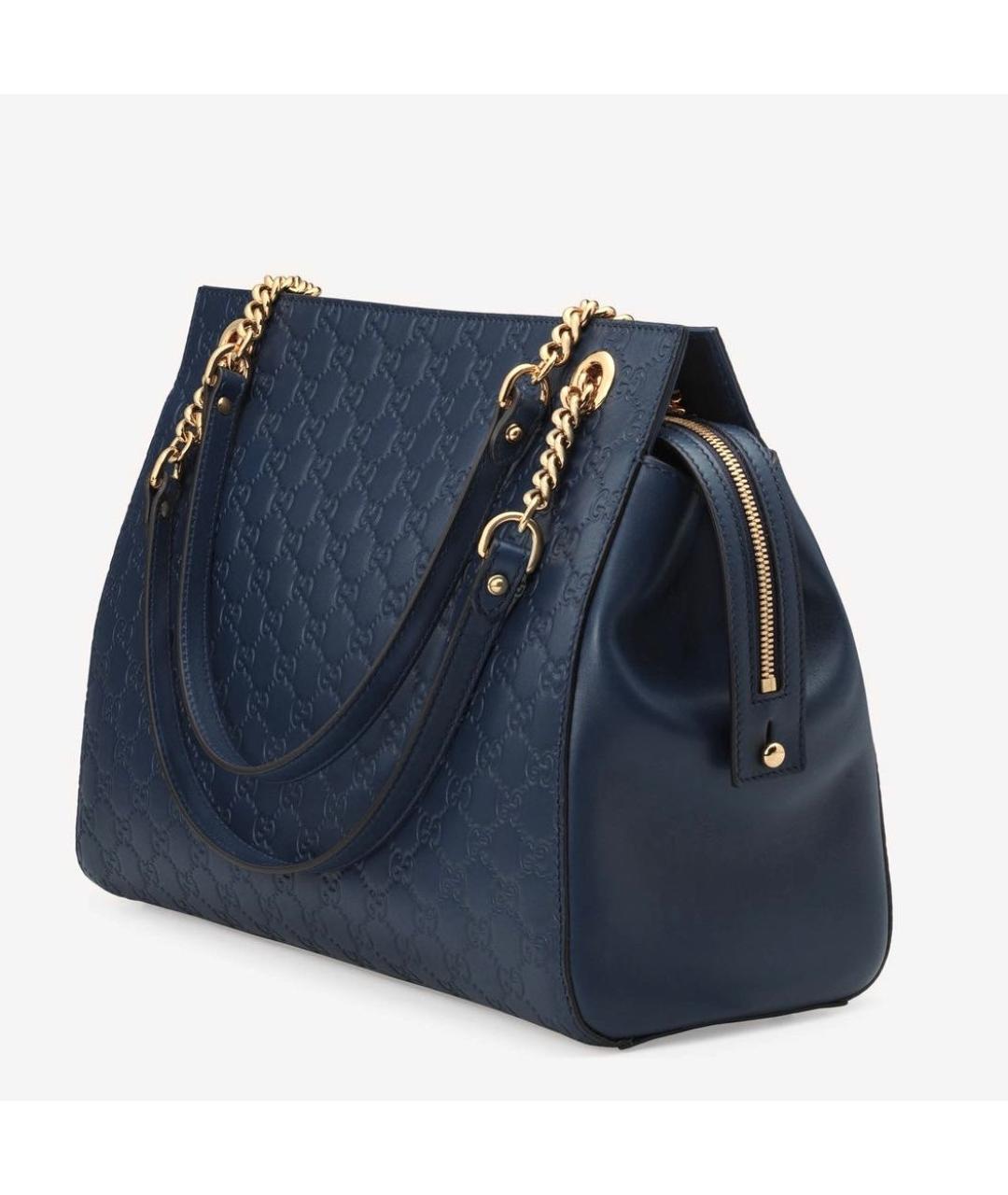 GUCCI Темно-синяя кожаная сумка через плечо, фото 2