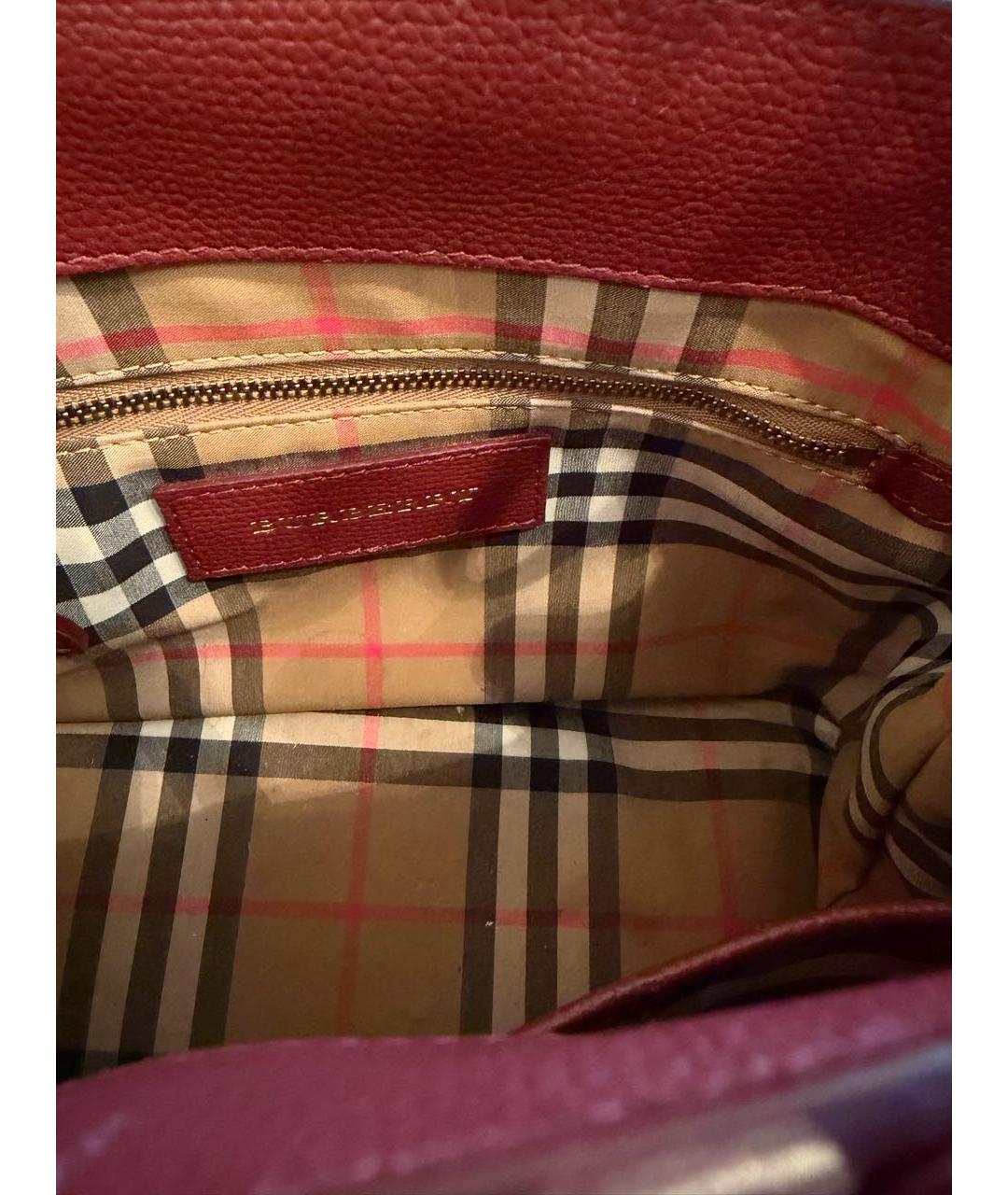 BURBERRY Бордовая кожаная сумка с короткими ручками, фото 7