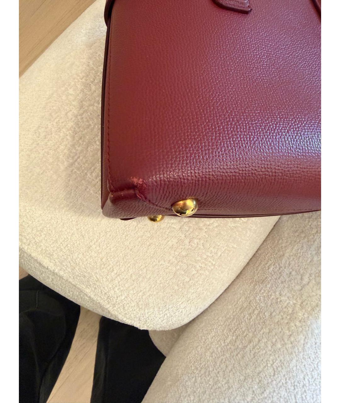 BURBERRY Бордовая кожаная сумка с короткими ручками, фото 6