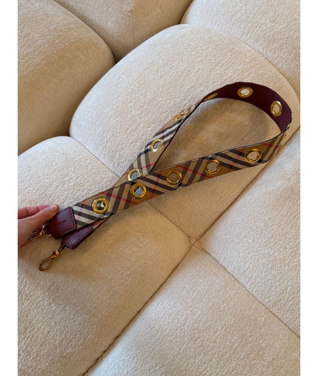 BURBERRY Бордовая кожаная сумка с короткими ручками, фото 4