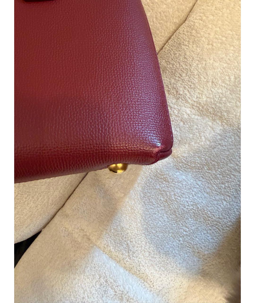 BURBERRY Бордовая кожаная сумка с короткими ручками, фото 5